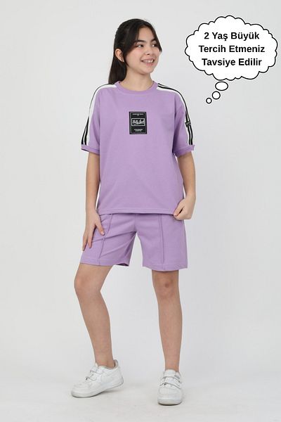 ASYAKİDS CLUB Girl's Summer Sports T-Shirt Capri Suit