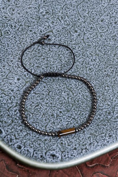 Saff Doğal Taş Certified Tiger Eye and Hematite Energy Bracelet