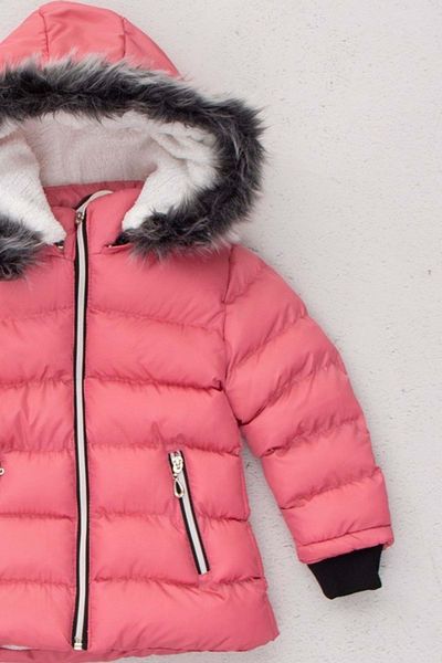 wakawakakidsstore Girl's Coat with Fleece Inside and Removable Hood Pocket - Pink - 1 Year