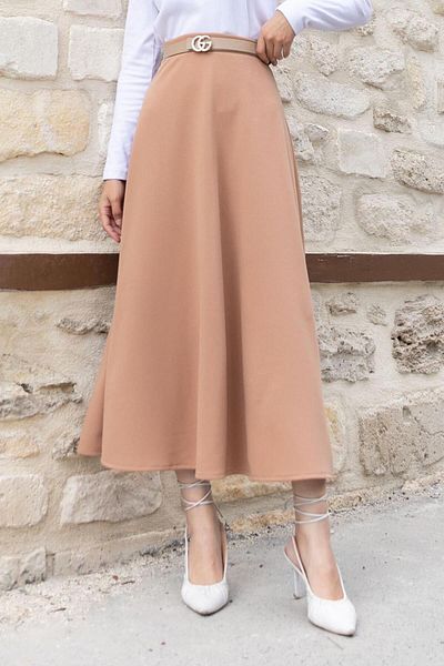 lamelif Φούστα Flared Milk Brown