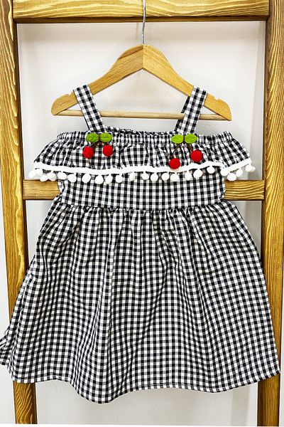 HÇM Girl's Strap Dress Lace Plaid Pattern B14