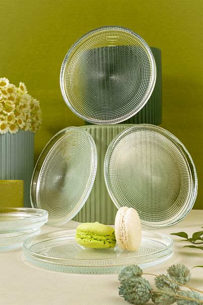 Fecra Loren 6-Piece Cake Plate Set Natural 16 cm