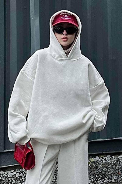 lamelif Φούτερ με λευκή κουκούλα