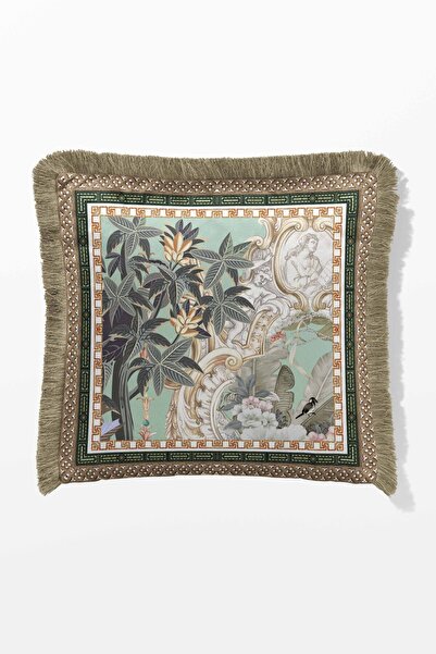 Pilloveland غطاء وسادة بشراشيب مزدوج الجوانب 43*43 سم - شراشيب كريمي بالميرا