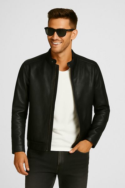 Jack & Jones Jack&jones Μαύρο Ανδρικό Pu Δερμάτινο Μπουφάν