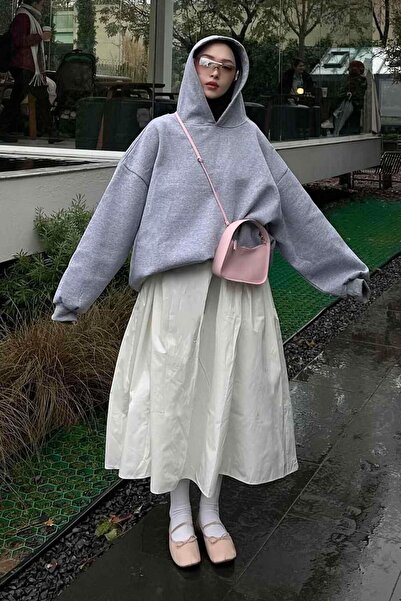 lamelif Hanorac casual cu glugă gri