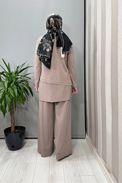 MISS DALIDA Skirt Cupro Asymmetric Cut Knitwear Tunic Mink