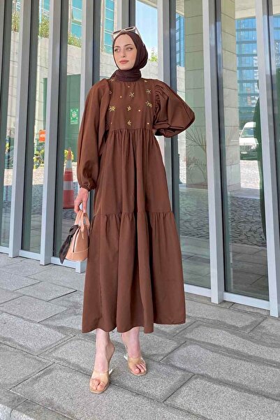 lamelif Καλοκαιρινό φόρεμα Bitter Brown Elica