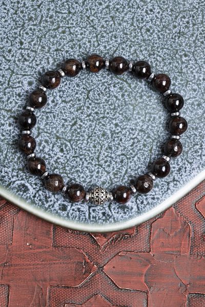 Saff Doğal Taş Certified Garnet and Hematite Natural Stone Bracelet