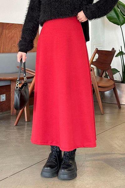 lamelif Fusta evazată Burgundy