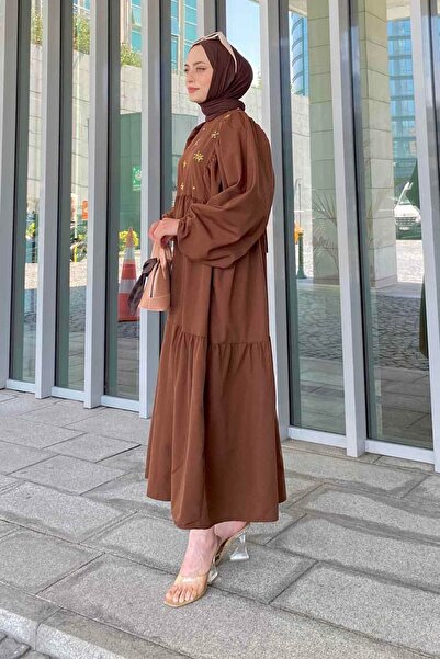 lamelif Καλοκαιρινό φόρεμα Bitter Brown Elica