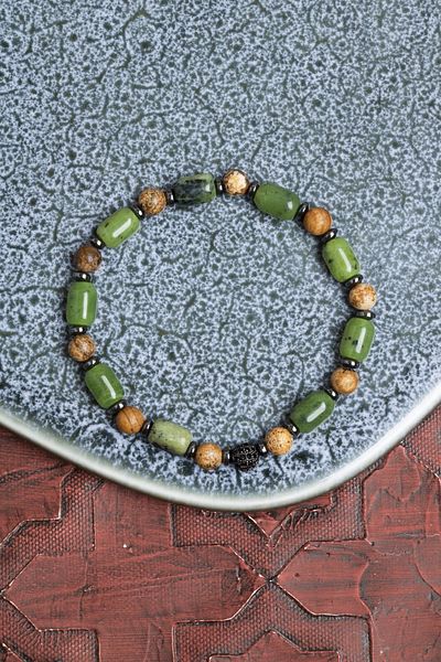 Saff Doğal Taş Certified Jade & Jasper Natural Stone Bracelet