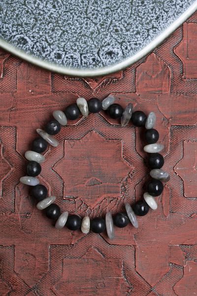 Saff Doğal Taş Certified Shungite and Labradorite Bracelet