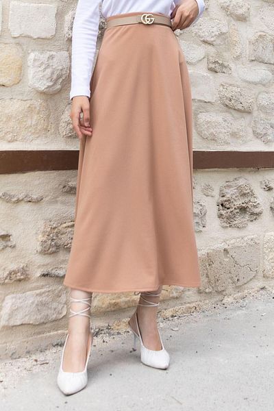 lamelif Φούστα Flared Milk Brown