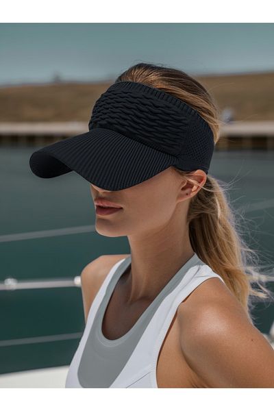 LAGRANZE Summer Knitted Textured Women's Visor Hat - Sports Style