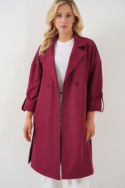 Bigdart 9104 Claret Red Trench Coat - Διπλό γιακά και φόδρα