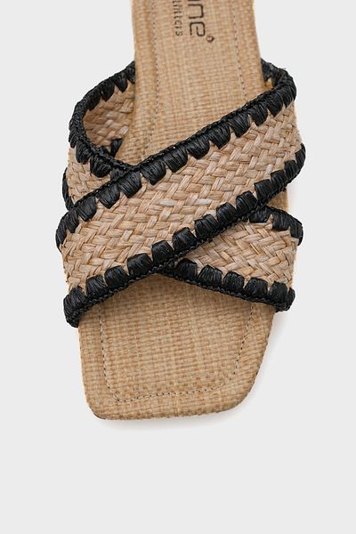 Capone Outfitters Papuci de damă Kiley cu toc plat, paie, cu vârf tocit, cu bretele încrucișate