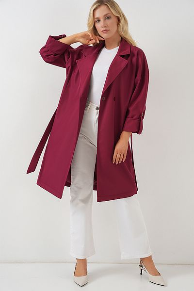 Bigdart 9104 Claret Red Trench Coat - Διπλό γιακά και φόδρα
