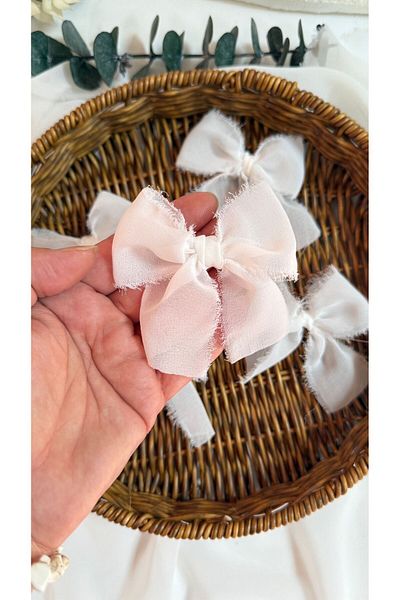 LAYLAEVENTS White 50 Pieces Ribbon Ripped Chiffon Bow