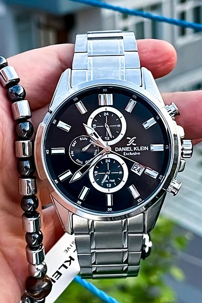 Daniel Klein All Functions Active Luxury Men's Steel Wristwatch with Bracelet Gift