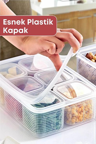 ALLEGRI 6+1 Leakproof Lid Line Storage Container Set Breakfast & Snack Bowl Transparent