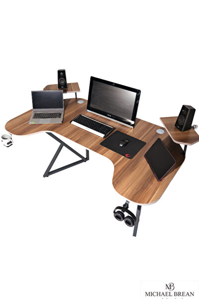 Michael Brean Özel Joystick Tasarım  Oyuncu Masası 160 Cm Bardaklık Ve Kulakl...