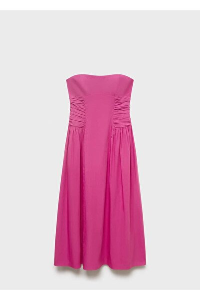 MANGO Woman Straplez midi elbise