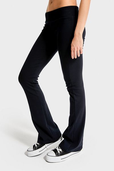 its basic Women's Black S5-1 Slim Fit Super Stretchy Fabric Flare Fit Pants