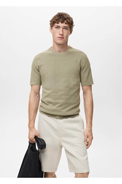 MANGO Man Pamuklu ince dokuma tişört