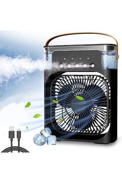Generic Portable Air Conditioner Fan, Black Mini Personal Fan Evaporative Air Cooler, 600ML Water Tank Humid