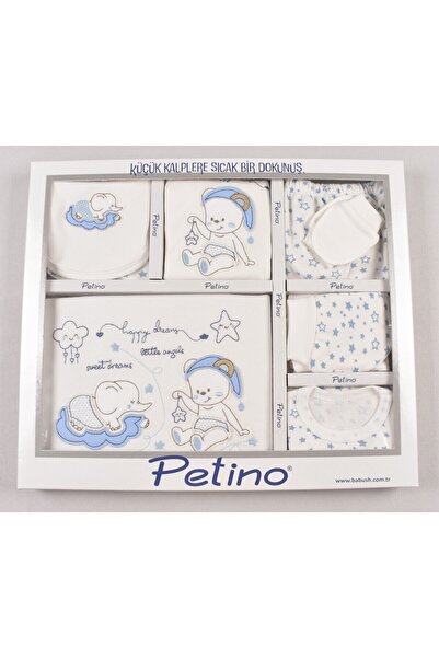 Petino Dreams Yıldız Nakışlı 10’lu %100 Pamuk Bebek Hastane Çıkış Seti – Mavi