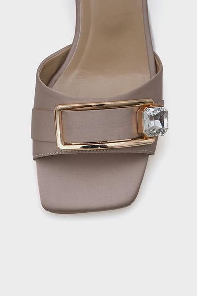 Capone Outfitters Mina Blunt Toe Medium Heeled Stone Single Strap Women's Slippers