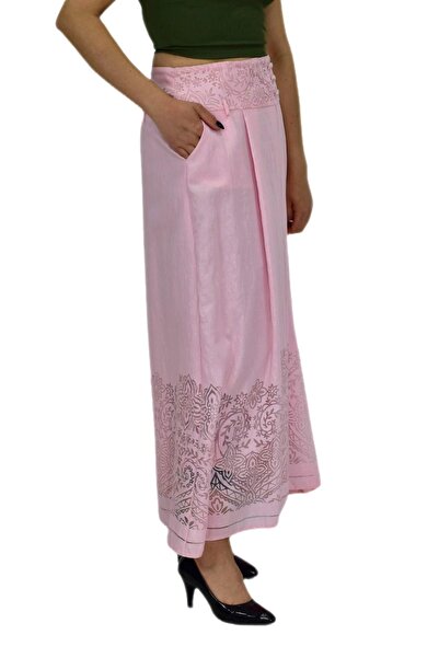 Monalisa Women's Pink Pleated Long Skirt Mnls86997