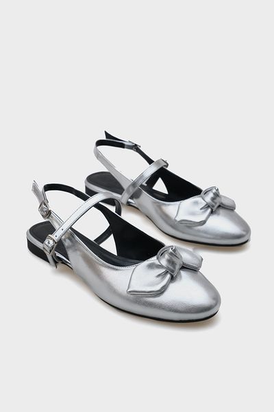 Capone Outfitters Ballerinas für Damen mit offener Rückseite, ovaler Zehenpartie und Schleife