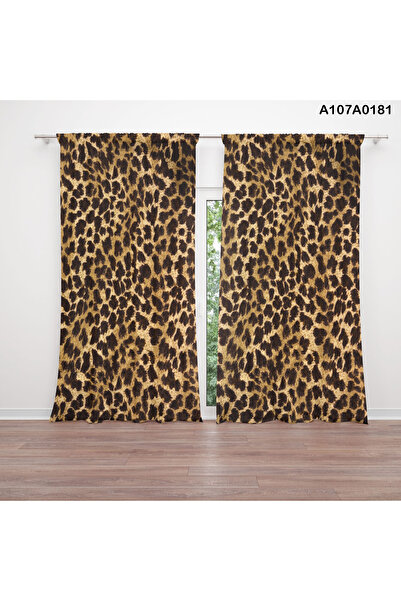 A2ZTR Leopar Desenli Fon Perde (İKİ KANAT)