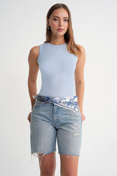 Mixray 2012 Women's Slim Fit Basic Undershirt Baby Blue