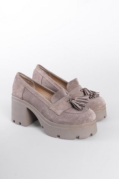 Capone Outfitters Δερμάτινα γυναικεία loafer παπούτσια με ψηλή σόλα με φούντες