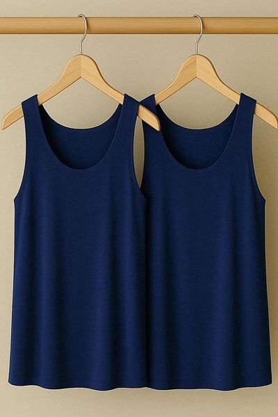 COTENCONCEPT 2 Pieces A-Line Cotton Thick Strap Athlete T-Shirt