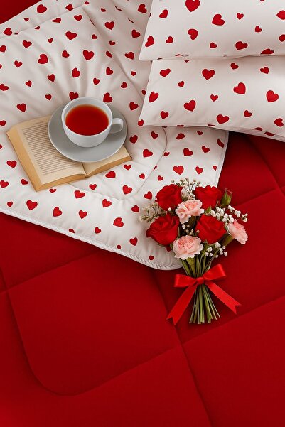 DAMIEN Çift Kişilik Wellsoft Yorgan Uyku Seti Çift Taraflı Lastikli Çarşaflı 4 Yastık Kılıflı 6 Parça Çeyiz