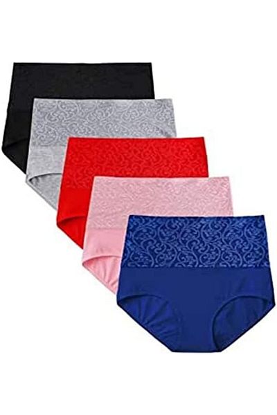 Glamroot Women's Cotton High Waist Full Coverage Tummy Control Panty, Free Size (ASSORTED-3)