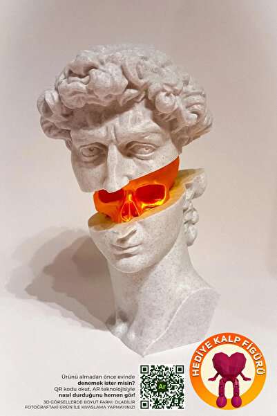 sob3studio Dekoratif Davud Büst Heykeli 30 CM BOY