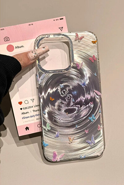 EWEC iPhone 11 Uyumlu Renkli Kelebek Tasarımlı Hologramlı Ins Style IMD Premium Telefon Kılıfı
