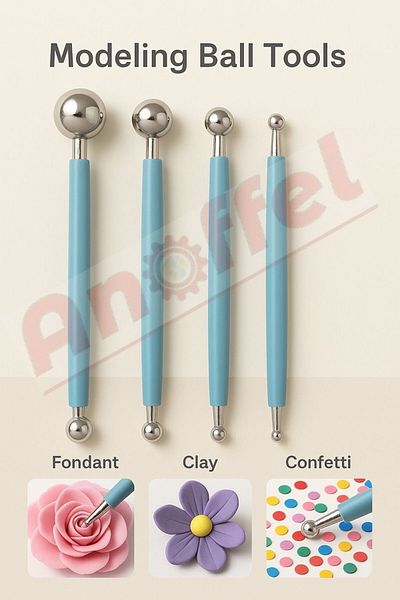 Anoffel Stainless Steel Polymer Clay Tools Toy Molding Balls Sticks Set of 4