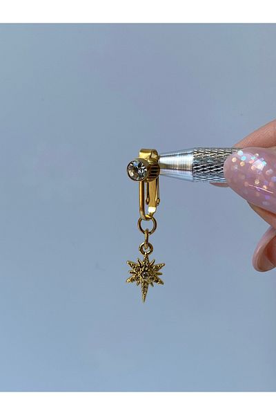 kurukafagift Steel Navel Piercing Magnet Holeless Use Compression North Star Dangle Model