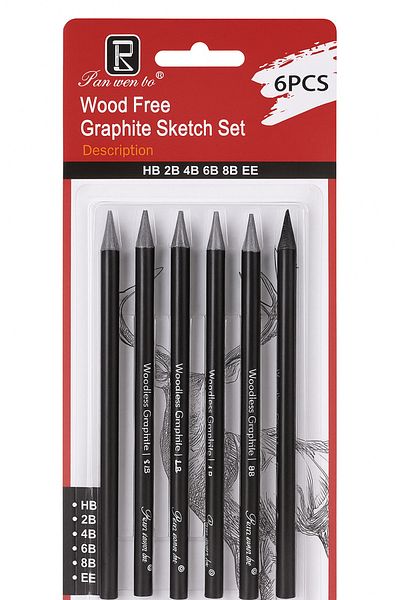 Anoffel Woodless Graffiti Pen 1 Pack of 6 Woodless Charcoal Pen Fuezen Pen Drawing Pen Sketch Karakalmi