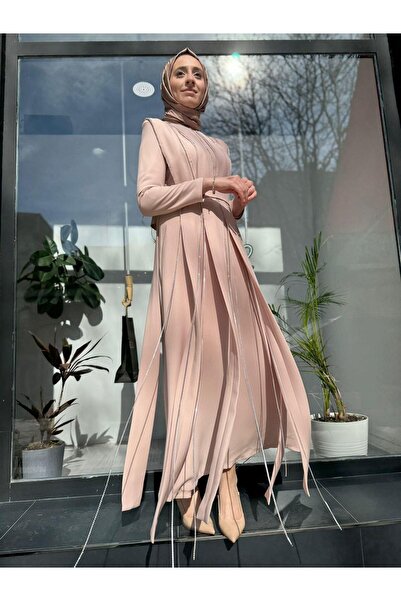 SENN Şerit Taşlı Tease Kadın Abiye Elbise Lila