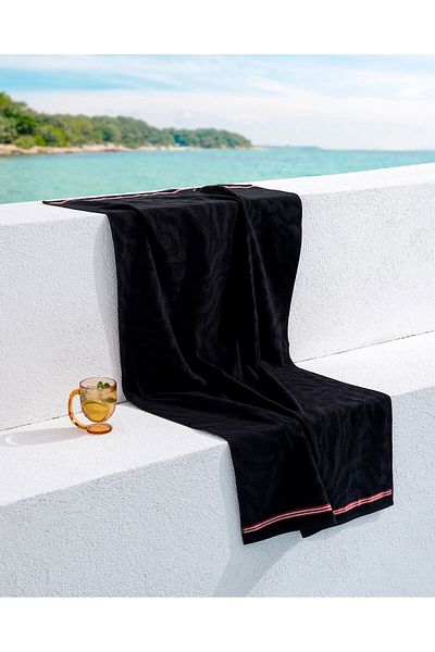 Madame Coco Saber Strandtuch, 100 % Baumwolle, Schwarz, 70 x 150 cm