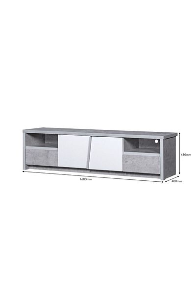 Generic Rectangular TV Table 160 cm with Various Drawers in Gray and White