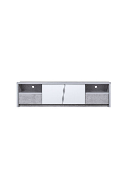 Generic Rectangular TV Table 160 cm with Various Drawers in Gray and White