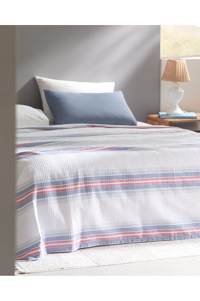 Madame Coco Patrice King Size Ecocell Bedrucktes Piqué - Marineblau/Rot